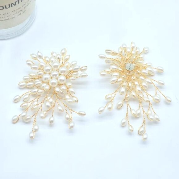 2/$30 Pearl Cluster Star Burst Dazzler Earrings - Picture 3 of 7